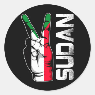 Retro Patriotic Victory Sudan Flag Fingers Classic Round Sticker
