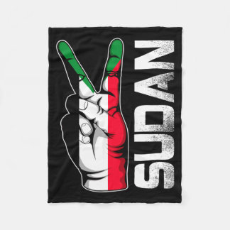 Retro Patriotic Victory Sudan Flag Fingers Fleece Blanket