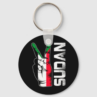 Retro Patriotic Victory Sudan Flag Fingers Key Ring