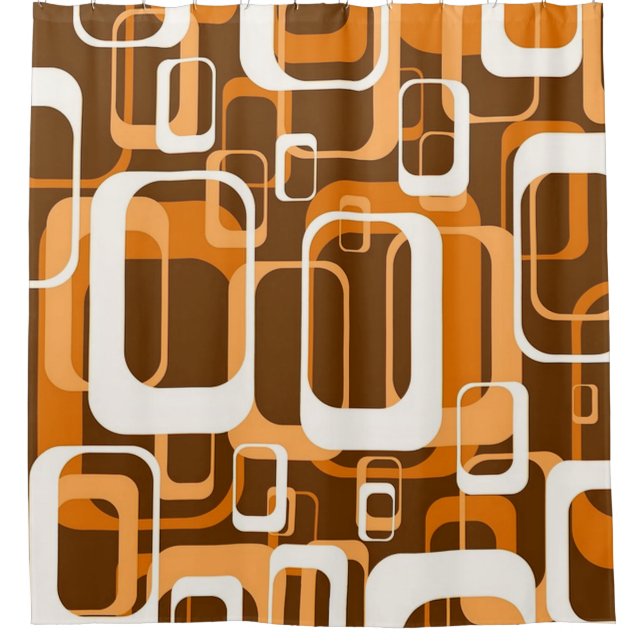retro pattern 1971 orange shower curtain (Front)