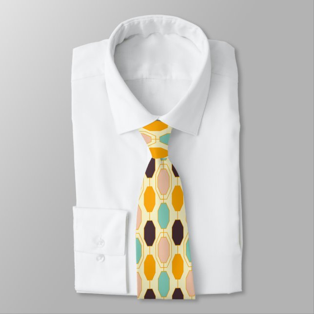 Retro Pattern 60s Graphic – Elegant Fashion Tie (Tied)