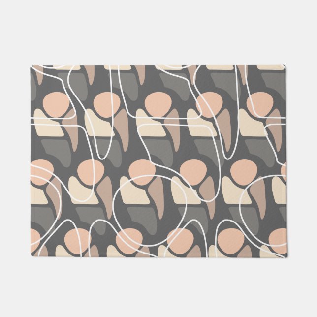 Retro Pattern Abstract Man Peach Slate Grey Doormat (Front)