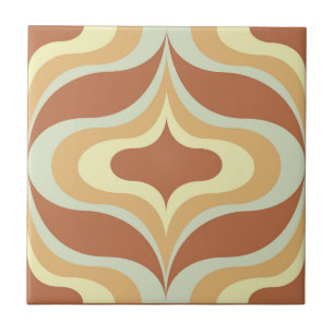 Retro Pattern Brown Neutral  Ceramic Tile