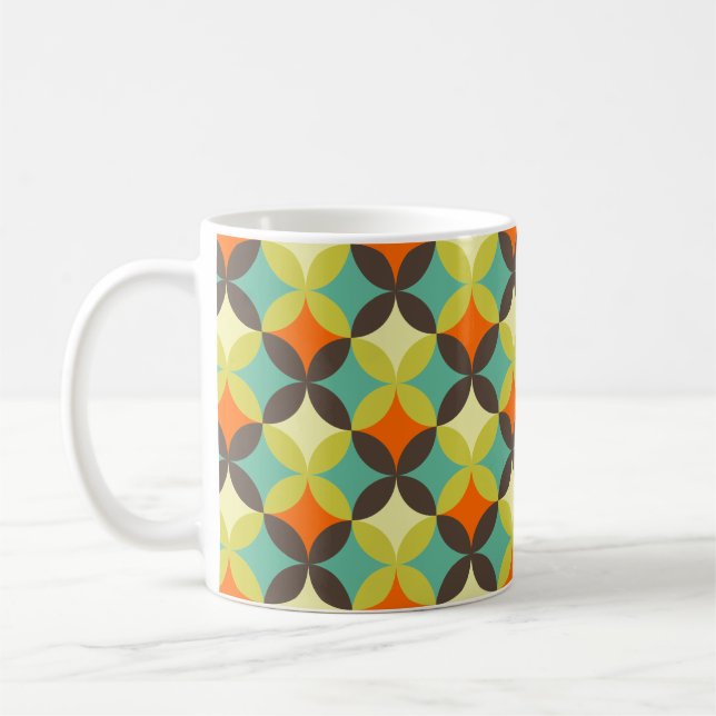 Retro pattern coloured coffee mug (Left)