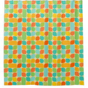 Retro pattern coloured shower curtain