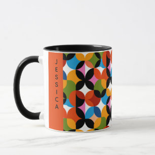 RETRO Pattern Colourful Mid Century Modern Name Mug