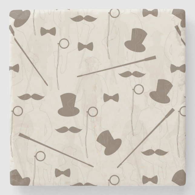 Retro pattern for man 2 stone coaster (Front)