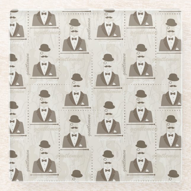 Retro pattern for man glass coaster (Front)