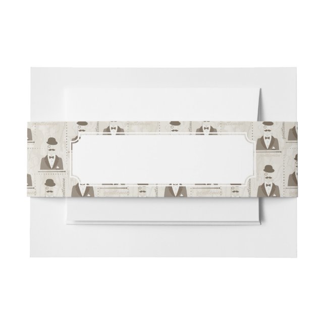 Retro pattern for man invitation belly band (Front Example)