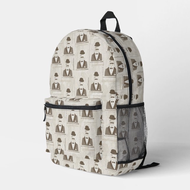 Retro pattern for man printed backpack (Back Corner Right)