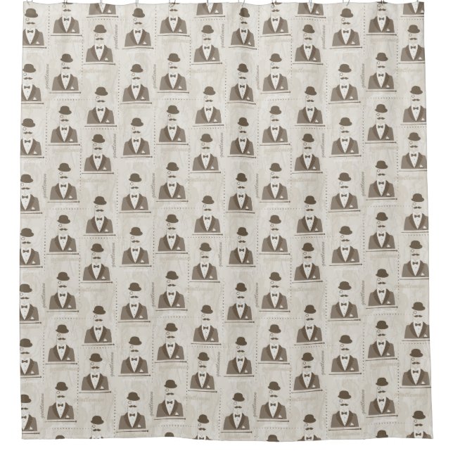 Retro pattern for man shower curtain (Front)