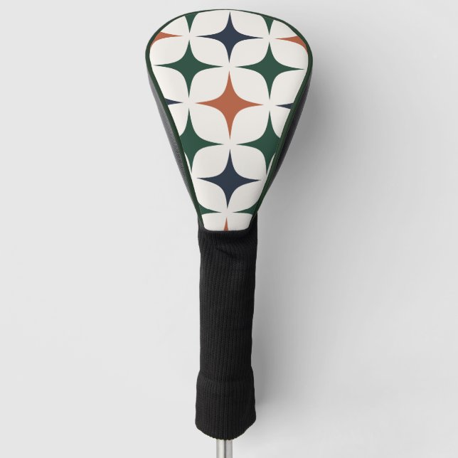 Retro Pattern Forest Green Navy Blue Terracotta Golf Head Cover (Front)