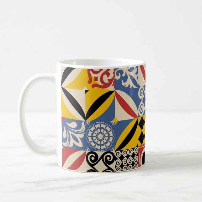 Retro pattern from bright simple geometric shapes  coffee mug (Left)