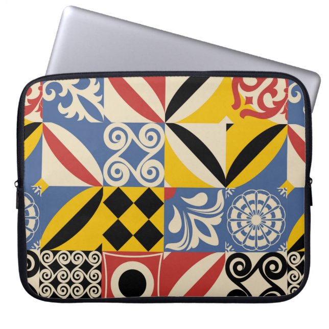 Retro pattern from bright simple geometric shapes  laptop sleeve (Front)