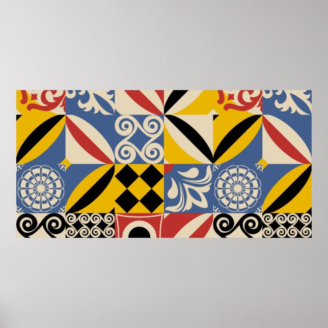 Retro pattern from bright simple geometric shapes  poster (Front)