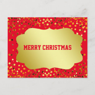 Retro Pattern Gold Emblem Gold Glitter Christmas Holiday Postcard