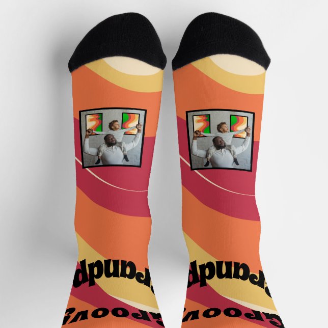 Retro Pattern "Groovy Grandpa" Photo Socks (Top)