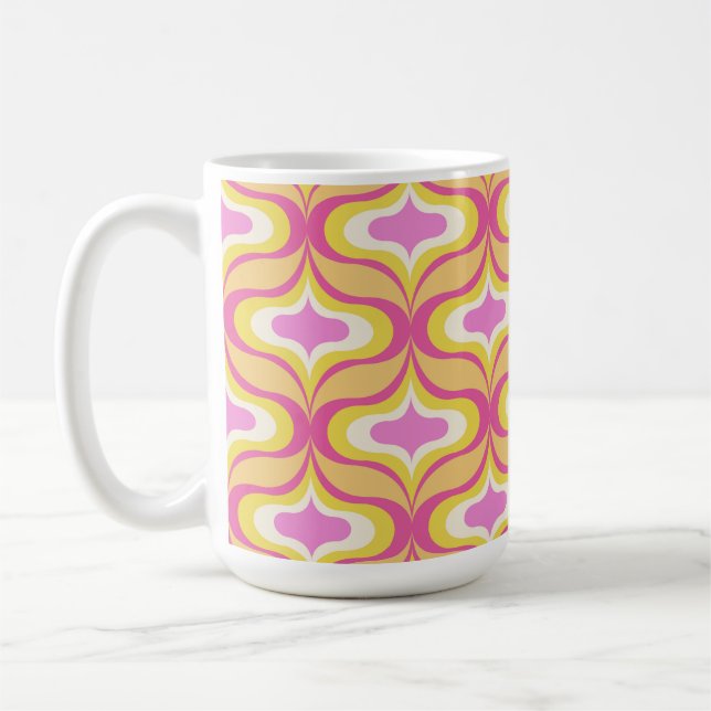 Retro Pattern Orange Pink White Coffee Mug (Left)