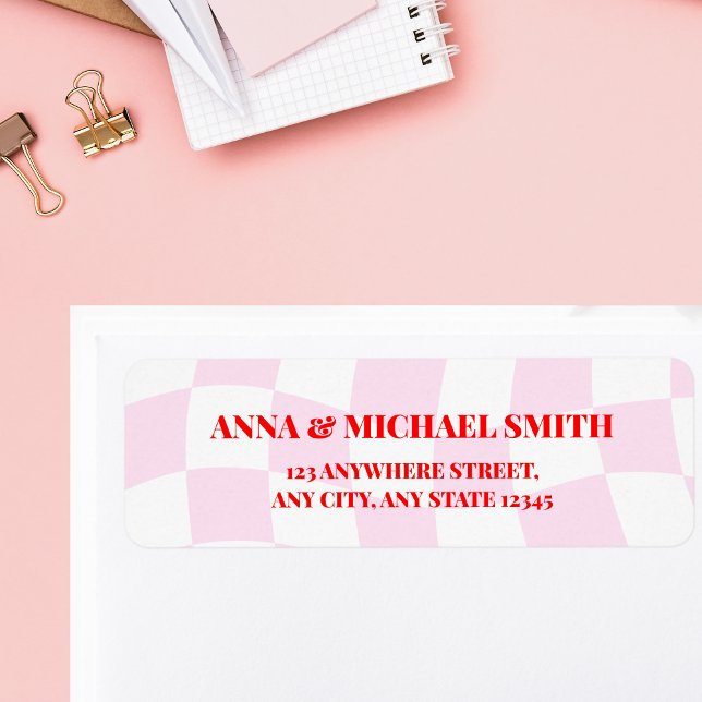 Retro Pattern Pink Red Return Address (Creator Uploaded)