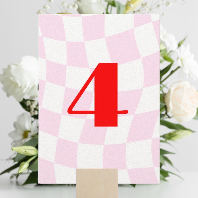 Retro Pattern Red Pink Bold Table Number (Creator Uploaded)