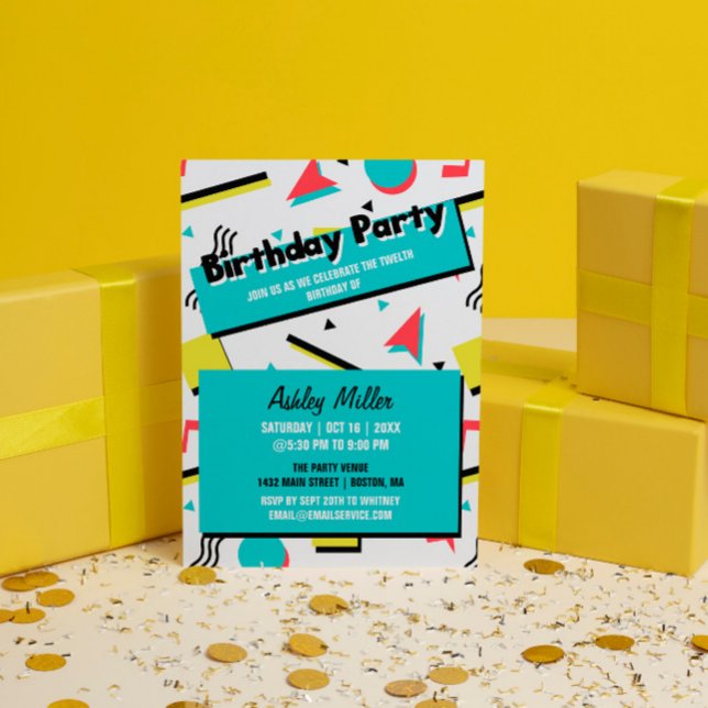 Retro Pattern Themed Birthday Party Invitation (Creator Uploaded)