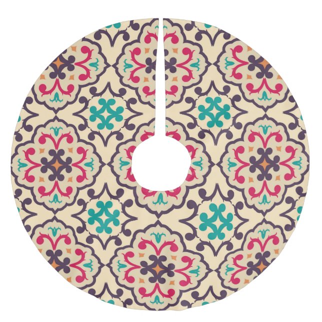 Retro pattern: wallpaper, textile design brushed polyester tree skirt (Front)