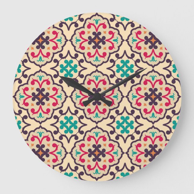 Retro pattern: wallpaper, textile design large clock (Front)