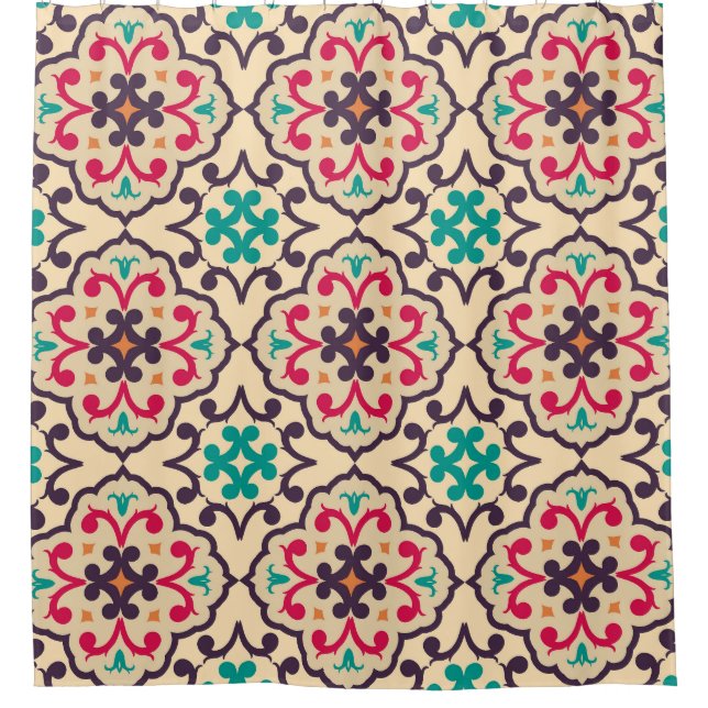 Retro pattern: wallpaper, textile design shower curtain (Front)