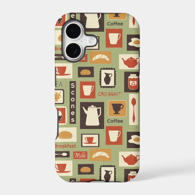 Retro pattern with kitchen dishes for breakfast (Back)