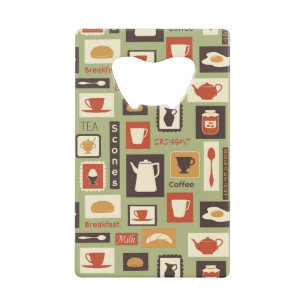 Retro pattern with kitchen dishes for breakfast