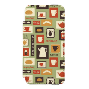 Retro pattern with kitchen dishes for breakfast incipio watson™ iPhone 5 wallet case