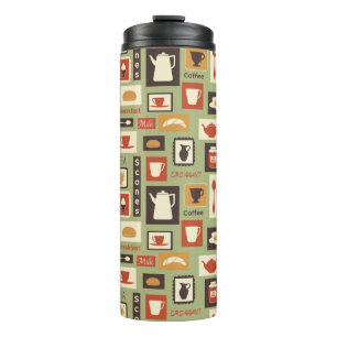 Retro pattern with kitchen dishes for breakfast thermal tumbler