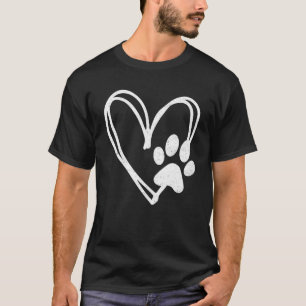 Retro Paw Print Heart Cool Dog Cat Mum Pet Animal T-Shirt