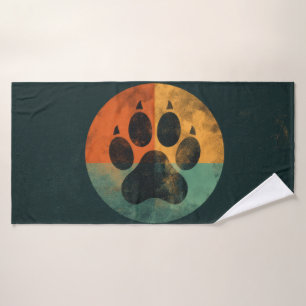 Retro Paw Print – Vintage Pet Lover Design Bath Towel