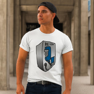 Retro Payphone Blue and Silver Public Telephone T-Shirt
