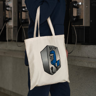 Retro Payphone Blue and Silver Public Telephone Tote Bag
