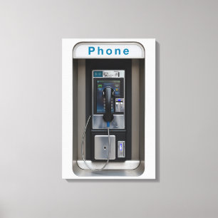 Retro Payphone Design, Vintage Telephone Booth Art Canvas Print