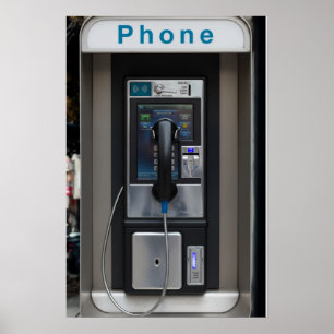 Retro Payphone Design, Vintage Telephone Booth Art Poster