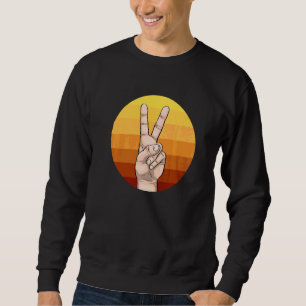 Retro Peace Hand Sign Women Sunset Peace Love 1 Sweatshirt