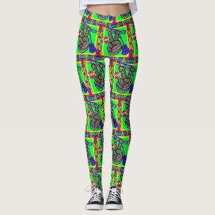 Retro Peace Hippy  Guitar Neon  1960's 1970"s Leggings