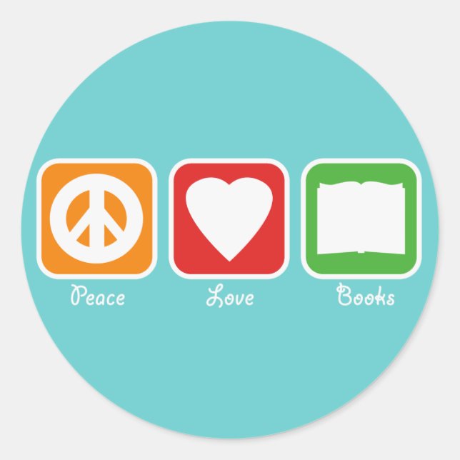 Retro Peace, Love, Books Stickers (Dark) (Front)