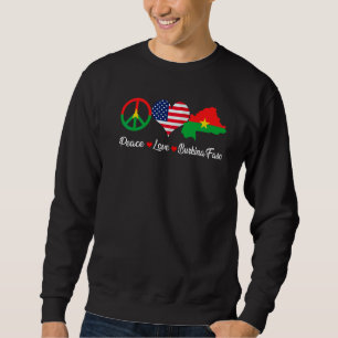 Retro Peace Love Burkina Faso Flag Map American Sweatshirt