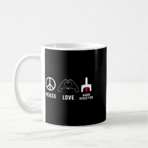 Retro Peace Love Harm Reduction Overdose Awareness Coffee Mug