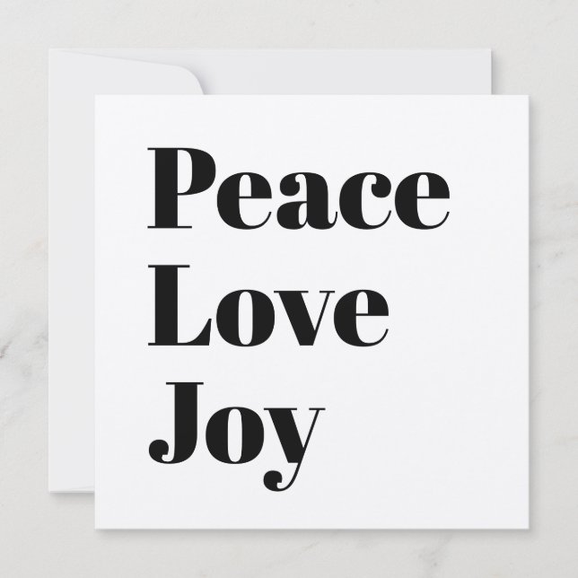 Retro Peace Love Joy minimalist kraft Holiday Card (Front)