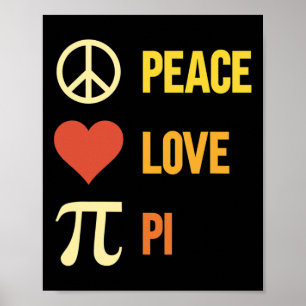 Retro Peace Love Pi 3.14 Happy Pi Day Math Pun Pi Poster