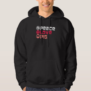 Retro Peace Love Pig For Men Women, Farm Animal, F Hoodie