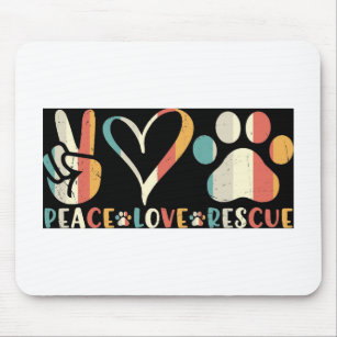 Retro Peace Love Rescue Mouse Pad 