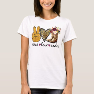 Retro Peace Love Rodeo Cowboy Boots Western Countr T-Shirt