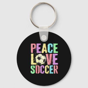 Retro Peace Love Soccer Score Club Mom Game Key Ring