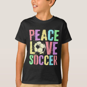 Retro Peace Love Soccer Score Club Mom Game T-Shirt